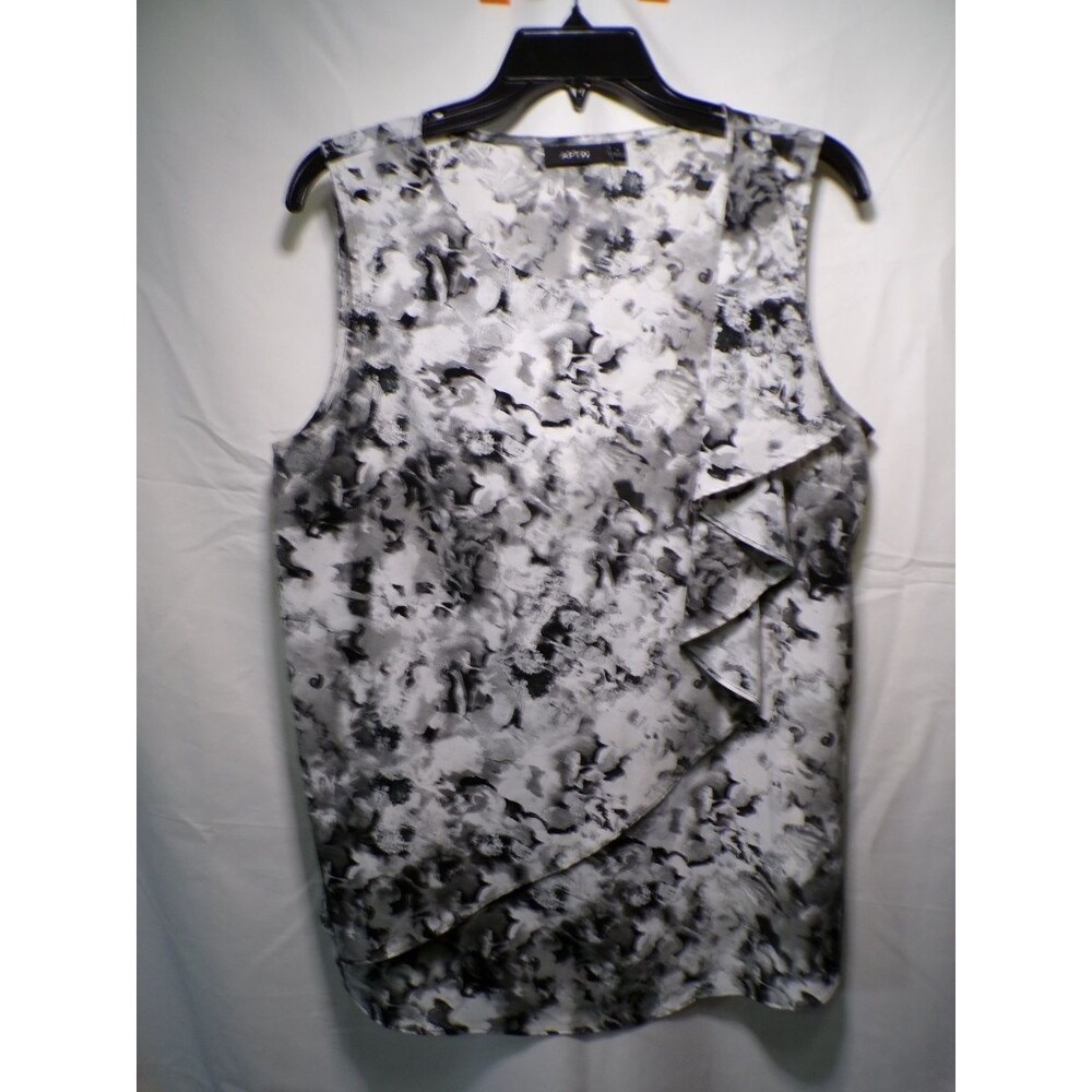 Apt. 9 Women's Floral Blouse Sleeveless Ruffle Faux Wrap Tunic Top L